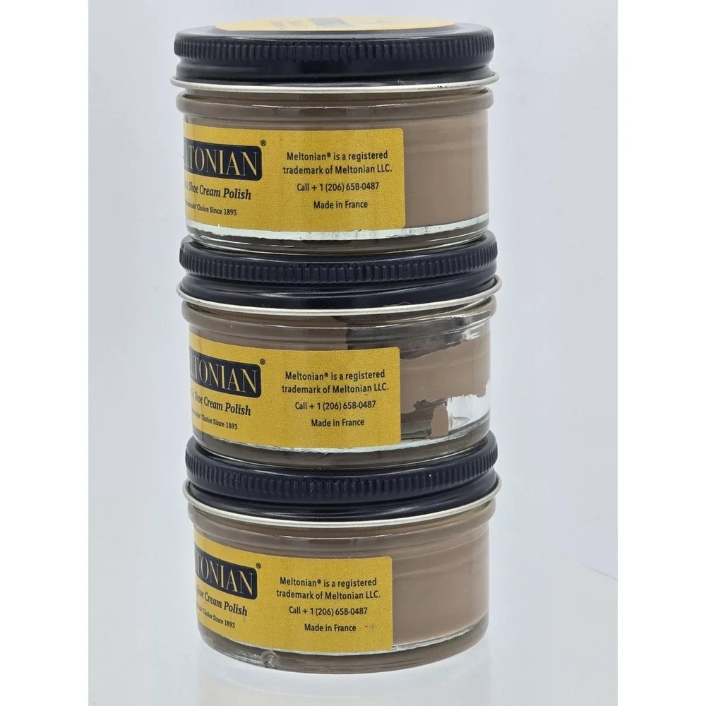 3 Pack - MELTONIAN Shoe Boot Cream Polish‎ Leather Shine Nourishing 50ml - Beige